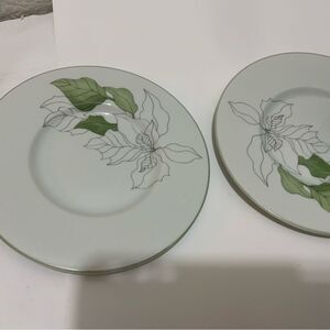 2 Block Spal 6” BREAD & BUTTER Plate Poinsettia Christmas Mary Lou Goertzen